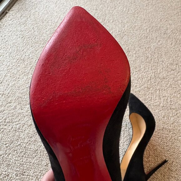 Christian Louboutin Pigalle Follies Black Suede Stiletto Pointed Toe Heels 39.5 - Picture 11 of 16